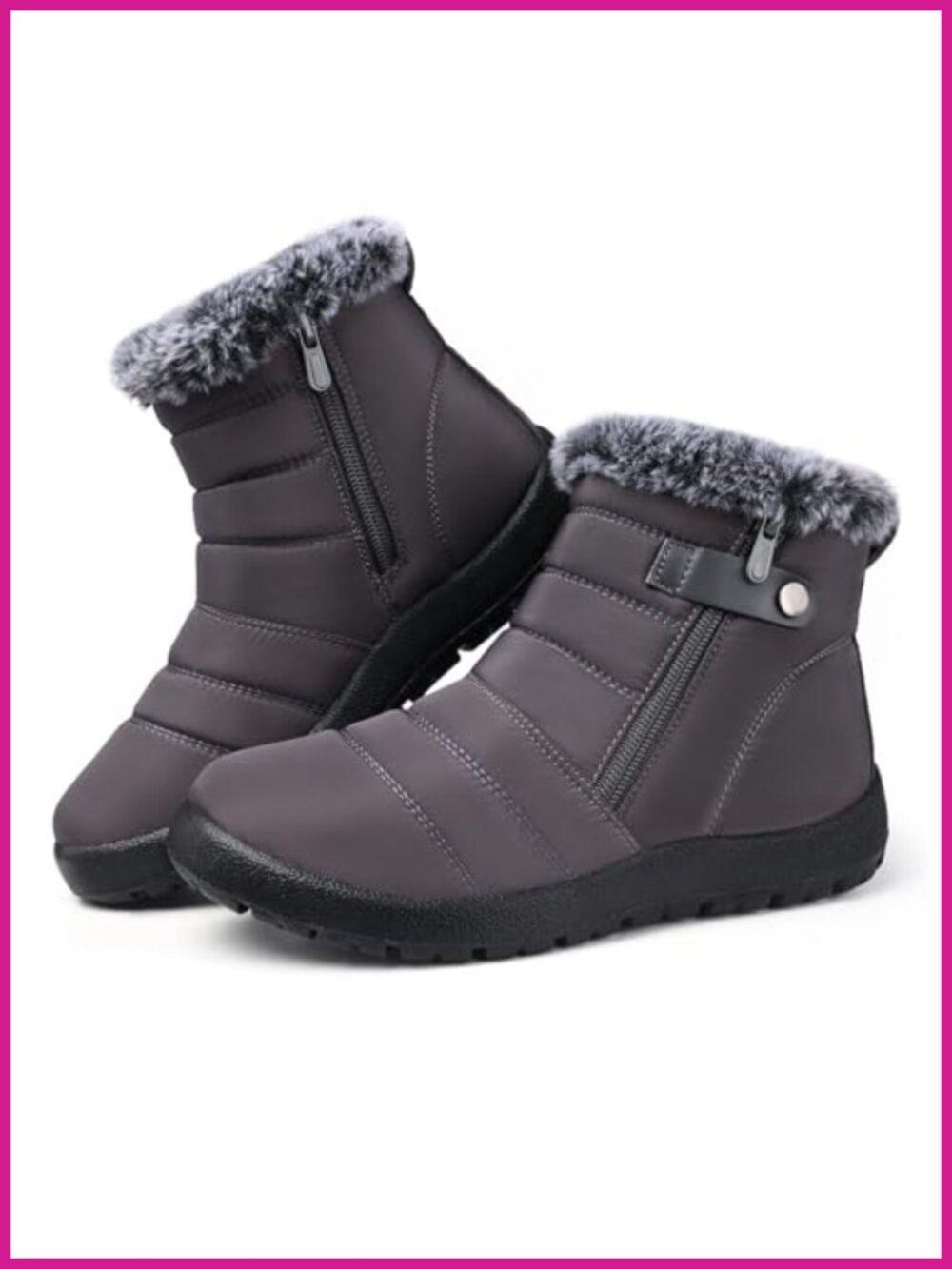 Winter Snow Boots Waterproof Non Slip Faux Fur Lined Outdoor Booties
